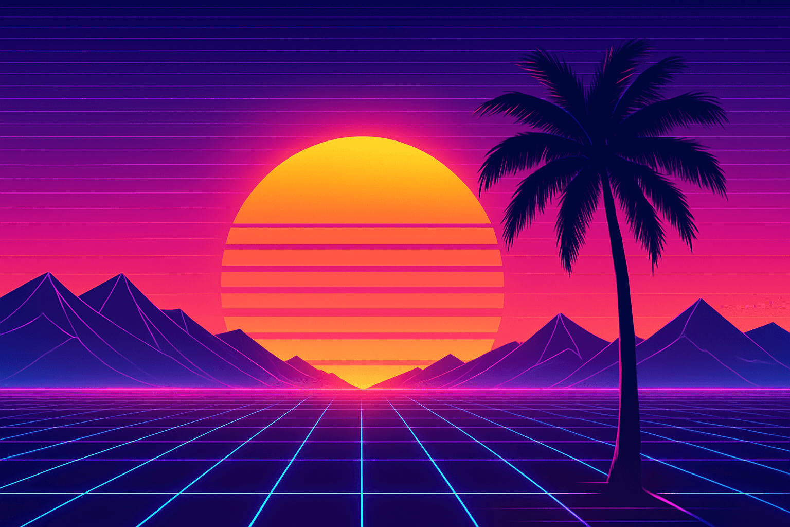 Camp Vibe Code synthwave hero background